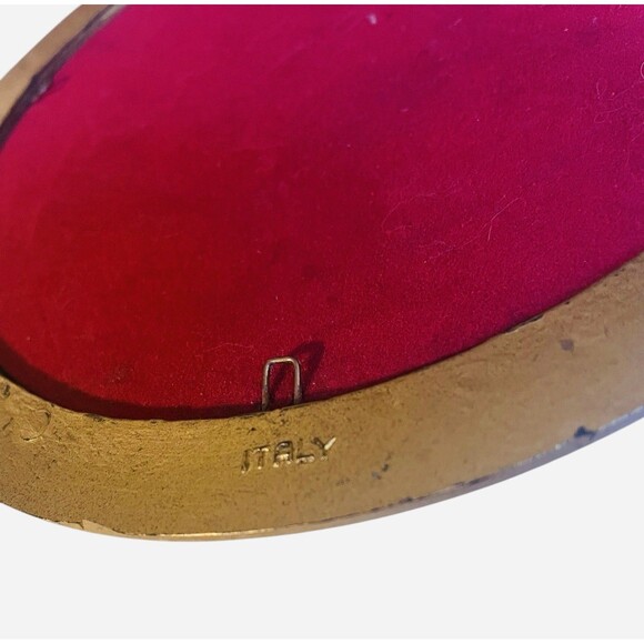 Vintage Florentine Mini Floral Round Gold Framed Wall Hanging Made In Italy 7” - Picture 5 of 6